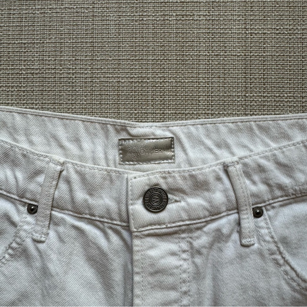 MOTHER White Distressed Jean Shorts - Picture 6 of 10